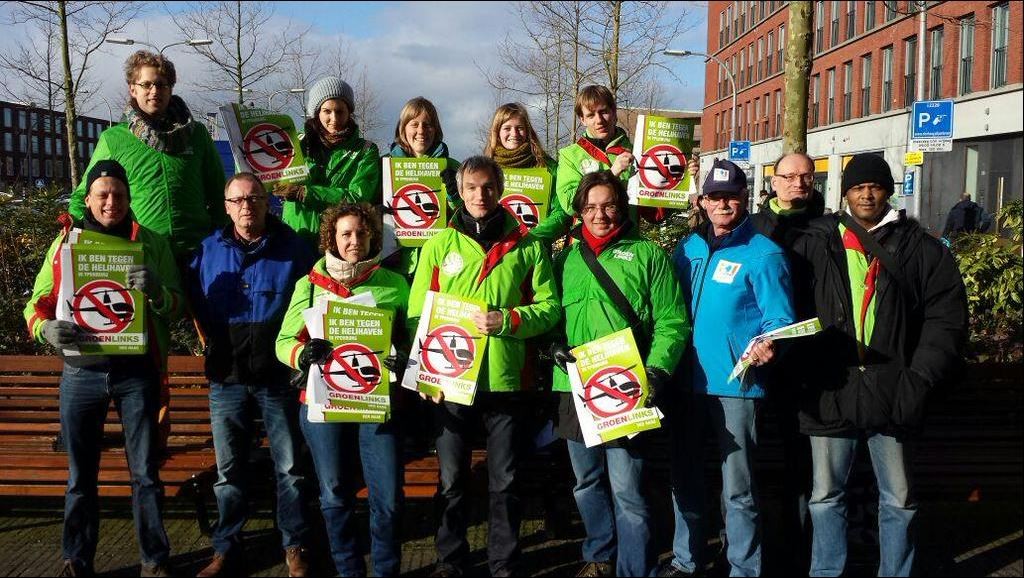 GroenLinks voert actie tegen mogelijk komst van vervuilende helikopters in Ypenburg